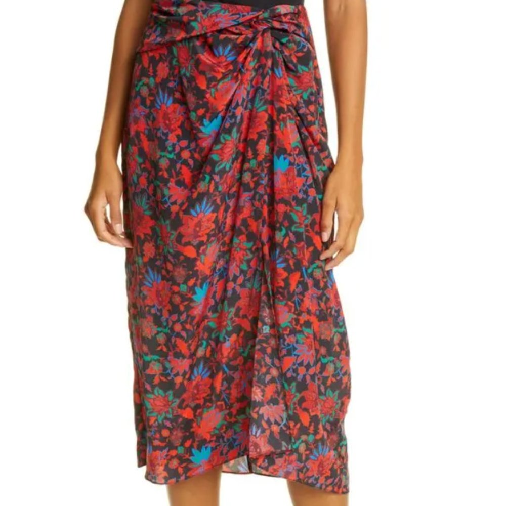 Rag and Bone Amber silk midi wrap skirt